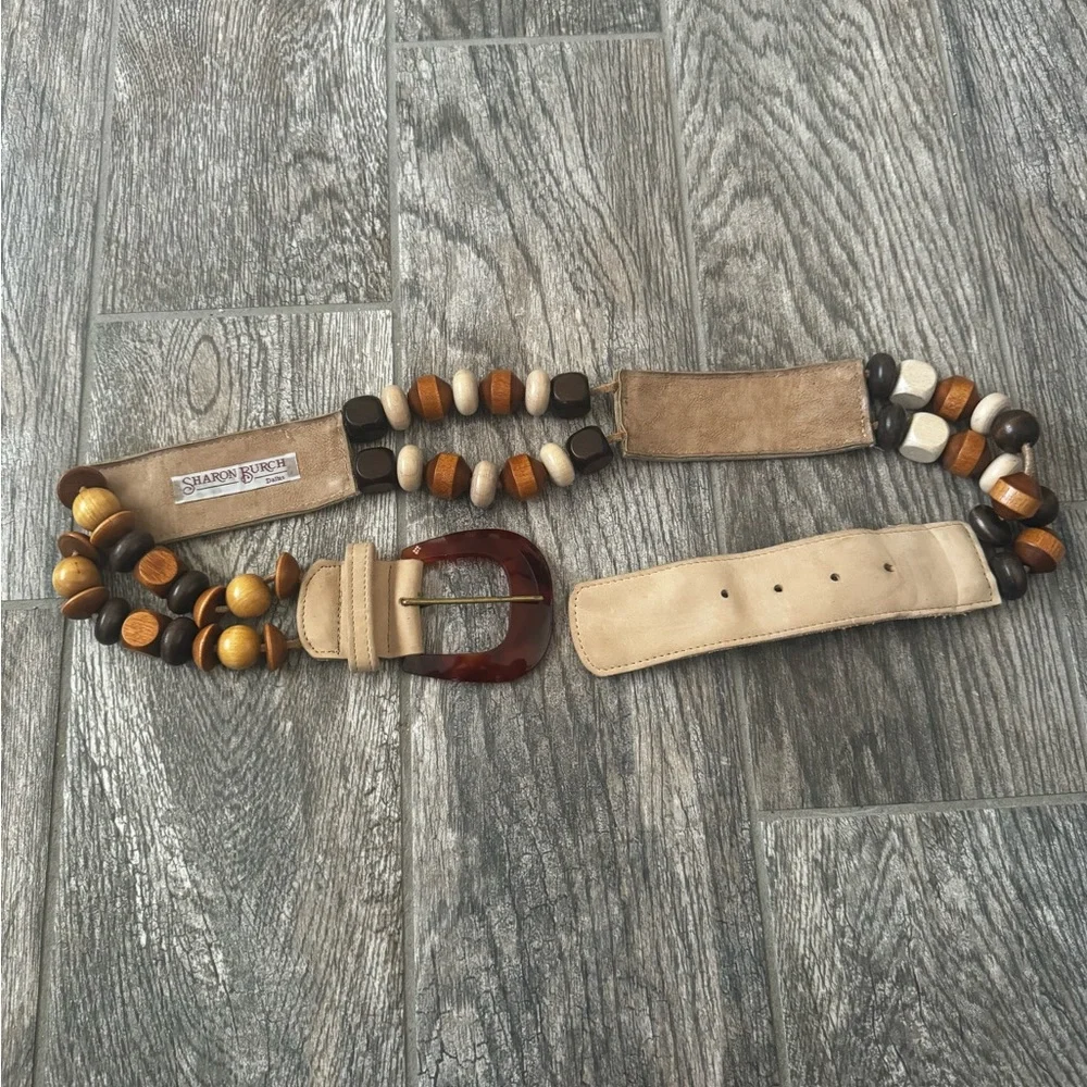 Vintage Sharon Burch leather bead belt